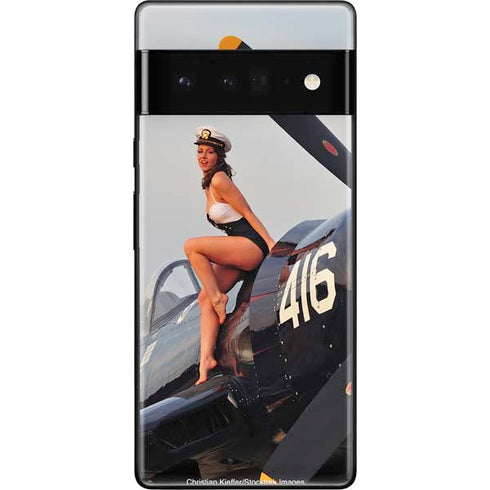 1940s Navy Pin-Up Girl On Corsair Fighter Plane Google Pixel 6 Pro Skin